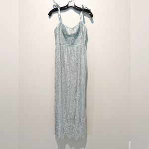 SIMKHAI Bonnie Silk & Lace Plisse Bustier Midi-Dress